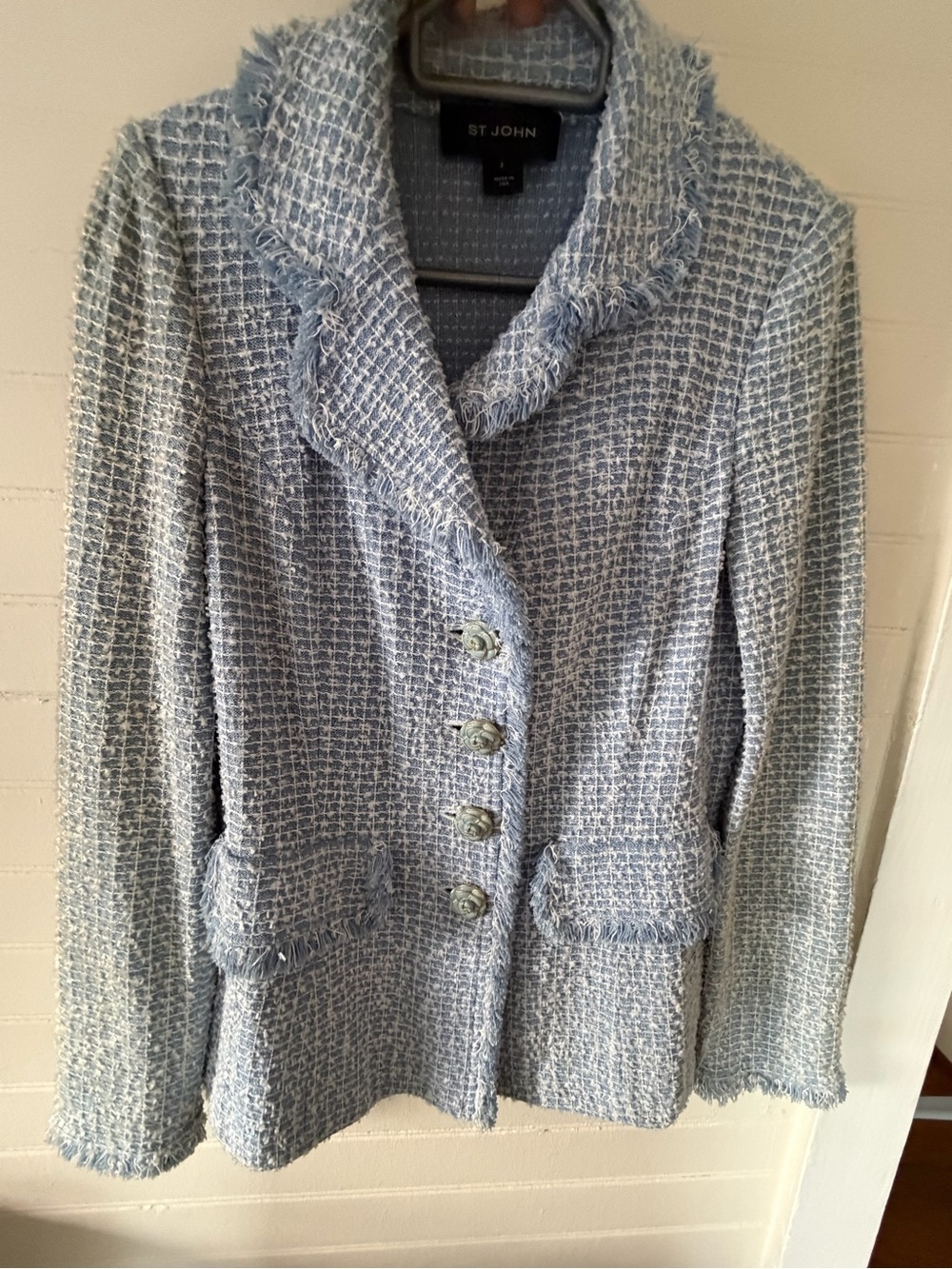 St John Vilette Tweed Jacket in light blue size 2